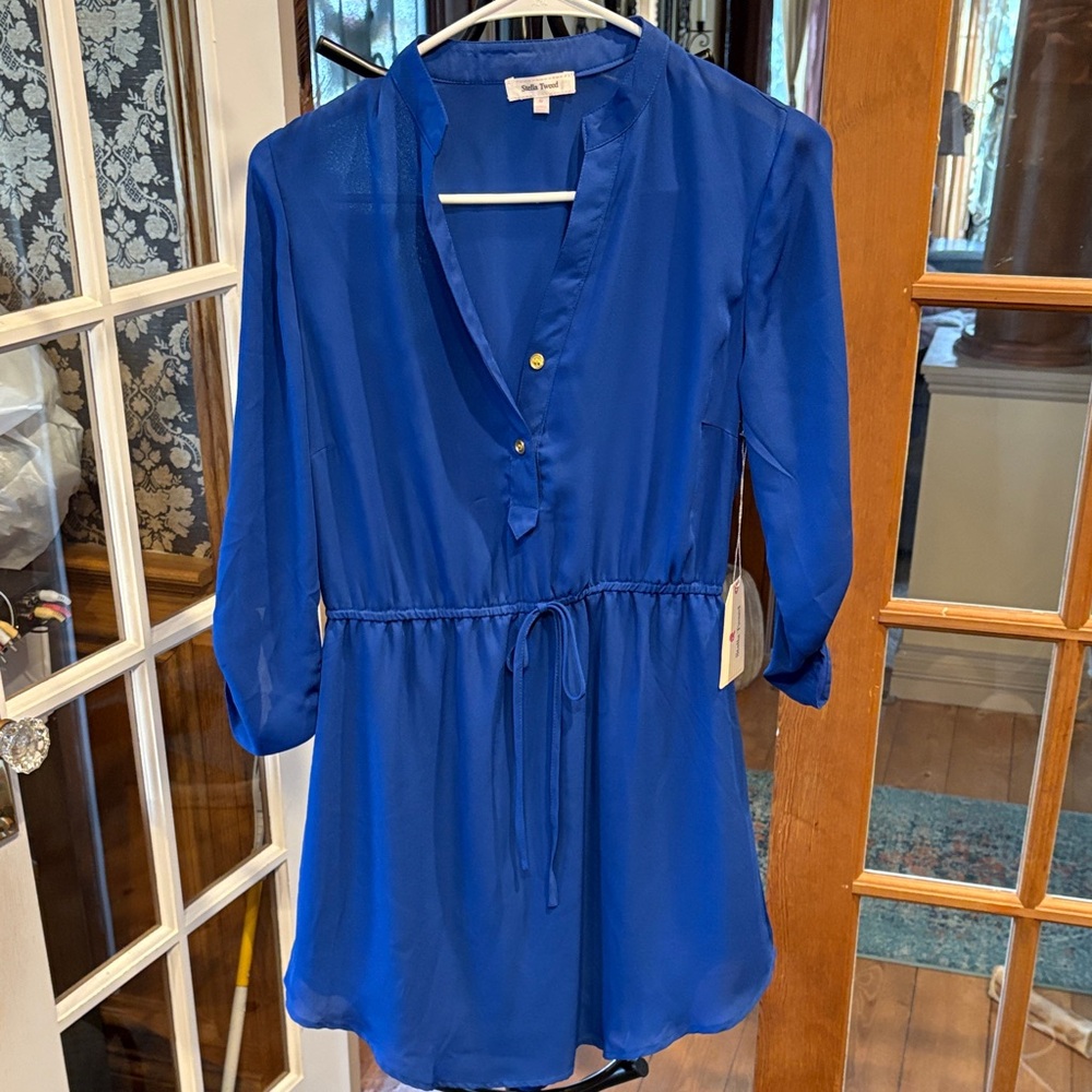 Blue Long Sleeve Dress